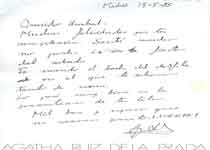 [Carta de Ágatha Ruiz de la Prada a Francisco Umbral]
