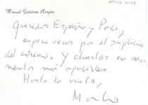 [Carta de Manuel Gutiérrez Aragón a Francisco Umbral y María España]