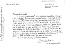 [Carta de Francisco Rico a Francisco Umbral]