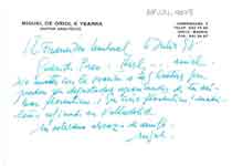 [Carta de Miguel de Oriol e Ybarra a Francisco Umbral]