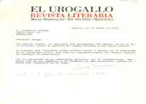 [Carta de Elena Soriano, de El Urogallo revista literaria, a Francisco Umbral]