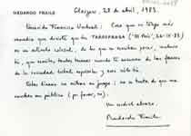 [Carta de Medardo Fraile a Francisco Umbral]