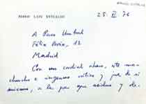 [Carta de Pedro Laín Entralgo a Francisco Umbral]