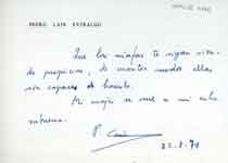 [Carta de Pedro Laín Entralgo a Francisco Umbral]