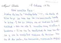 [Carta de Miguel Delibes a Francisco Umbral]