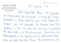 [Carta de Miguel Delibes a Francisco Umbral]