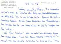 [Carta de Miguel Delibes a Francisco Umbral]