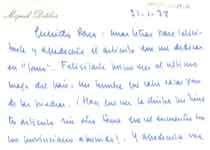 [Carta de Miguel Delibes a Francisco Umbral]