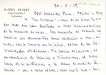 [Carta de Miguel Delibes a Francisco Umbral]