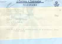 [Telegrama de Mercedes Fórmica a Francisco Umbral]