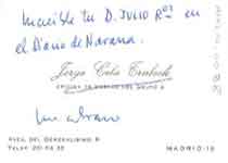 [Tarjeta de visita de Jorge Cela Trulock enviada a Francisco Umbral]