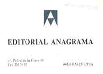 [Tarjeta de visita de Jorge Herralde, de la Editorial Anagrama, enviada a Francisco Umbral]