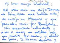 [Tarjeta de visita de Javier Monreal Elcano y María José Vidal de Monreal enviada a Francisco Umbral]