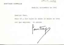 [Carta de Santiago Carrillo a Francisco Umbral]