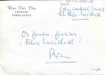 [Carta de Rosa Ruiz Díaz a Francisco Umbral, Camilo José Cela y Manuel Vicent]